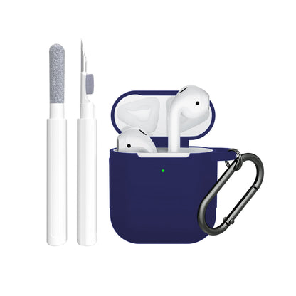 Silicone Case Cover Compatible with AirPods 2nd and 1st Generation with Cleaner kit  and Keychain