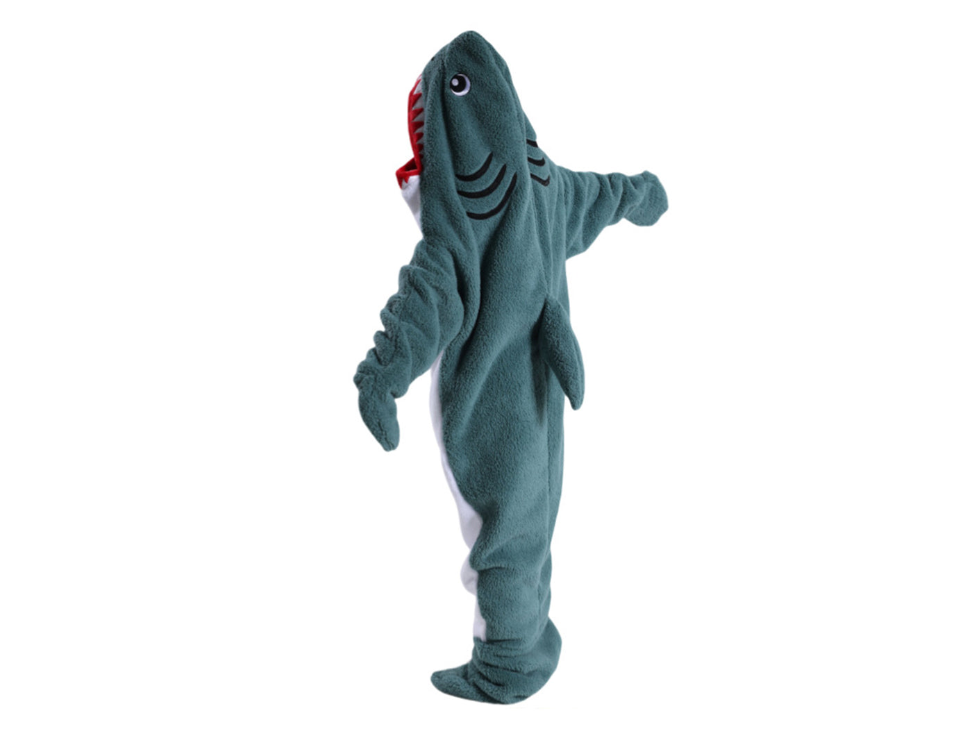 Flannel Cartoon Shark Wearable Hoodie Sleeping Blanket