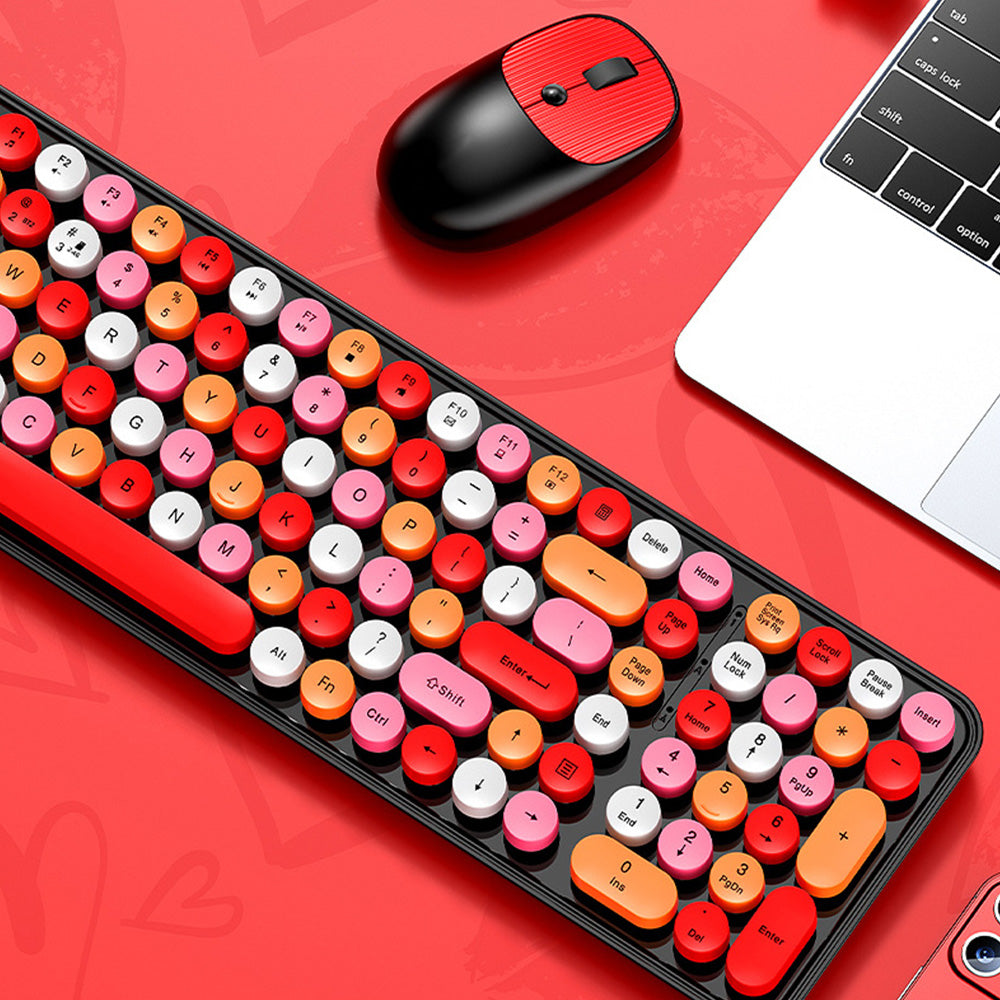 2.4GHz Wireless Keyboard And Mouse Combo With Round Key Caps