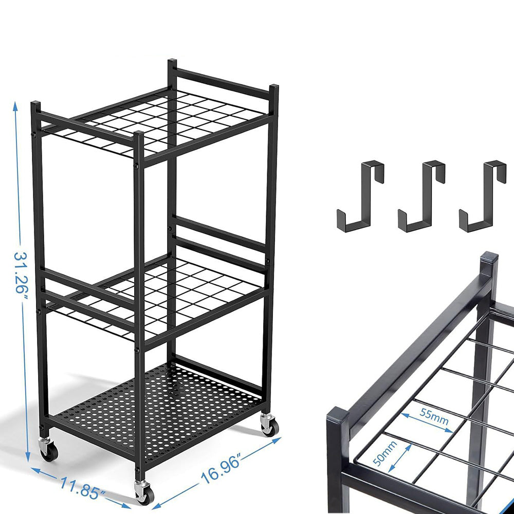 Garden Tool Organizer with Wheels Steel Rack Stand Heavy Duty Holds 35 Tools
