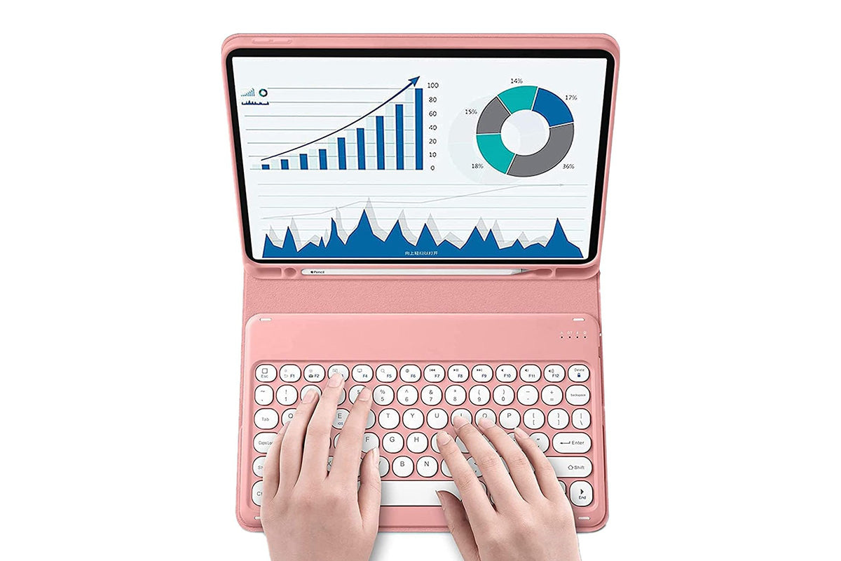 Bluetooth Touchpad for Samsung Galaxy Tab A9 / A9 Plus Detachable Keyboard-Pink
