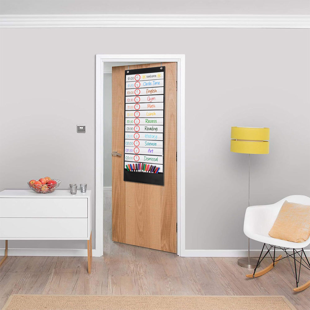90x33cm Wall Time Management Card Organizer with 14 Dry Erase Cards
