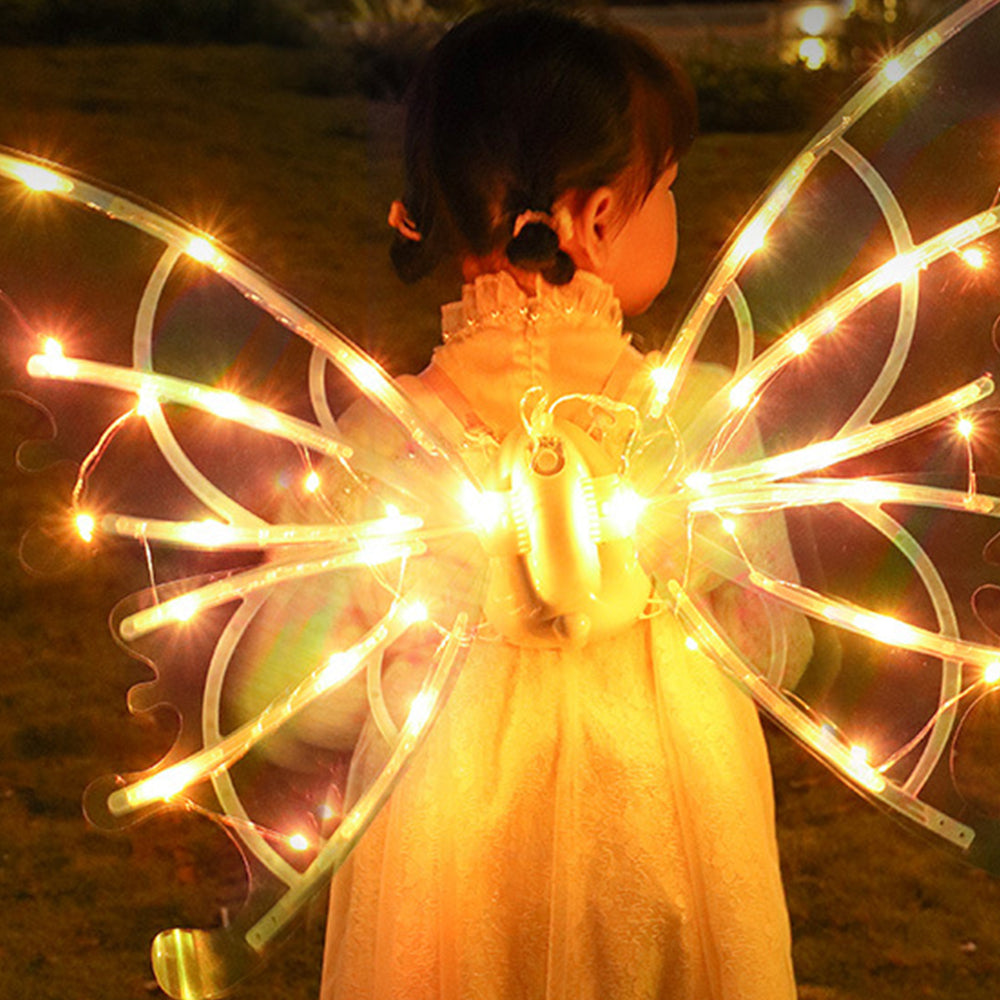 2Pcs LED Electric Butterfly Wings Light Up Moving Butterfly Wings with LED Lights and Music