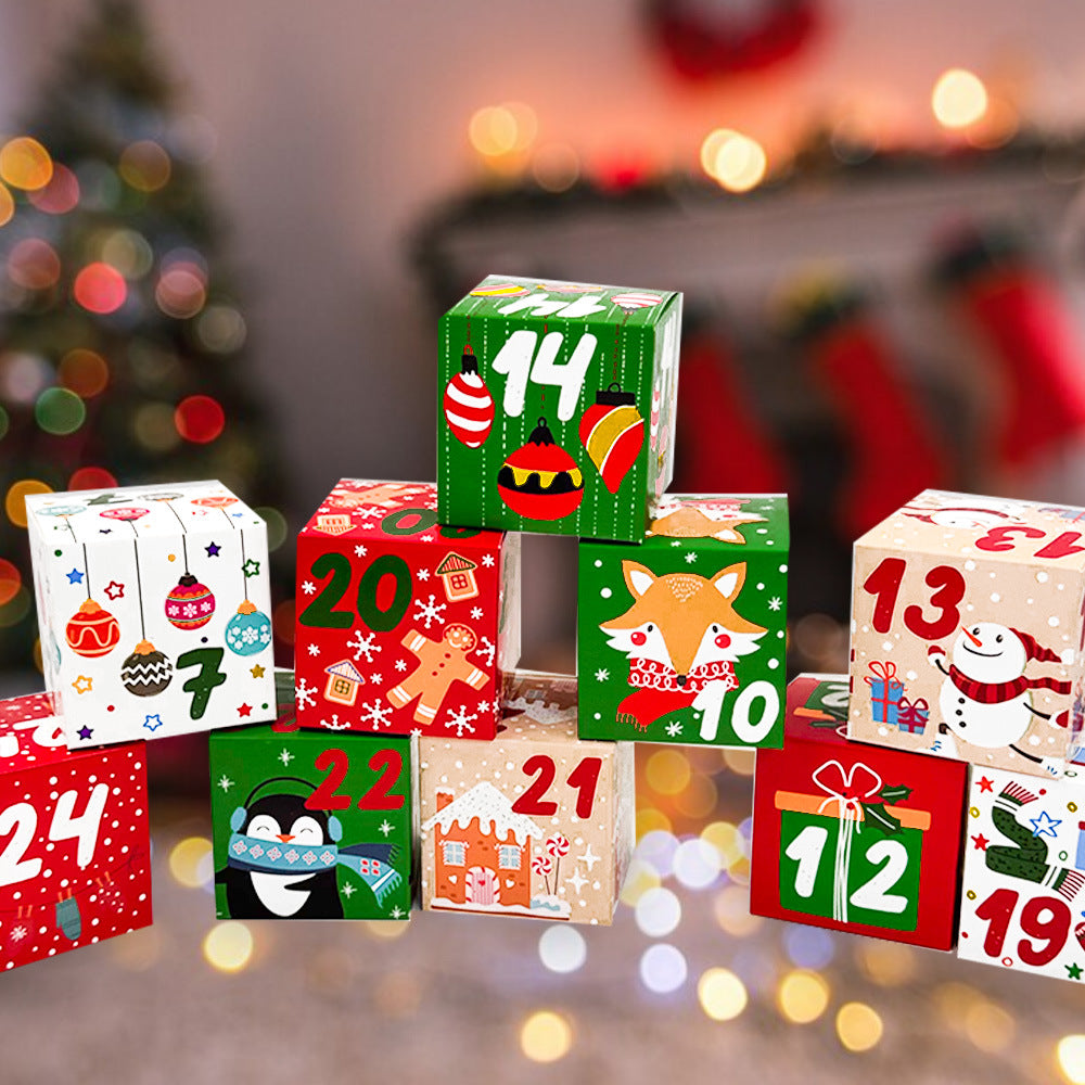 24 Pack DIY Christmas Advent Calendar Boxes 24 Days Countdown Gift Boxes
