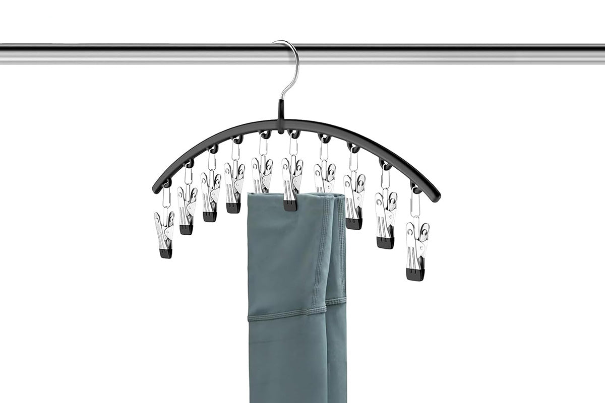 2 Pack Space-Saving 10-Clip Yoga Pants Hangers Closet Organizer for Leggings Skirts and More