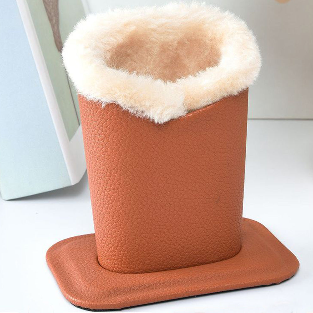 Soft Plush Lined Eyeglasses Desk Holder PU Leather Glasses Display Stand With Base