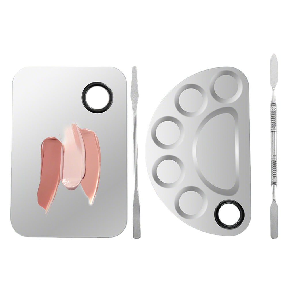 Stainless Steel Makeup Mixing Palette Set with Spatulas