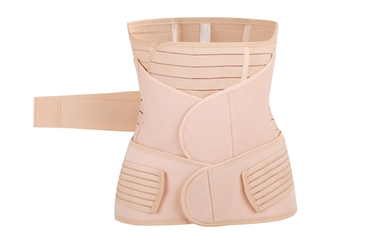 3 in 1 Postpartum Belly Band Waist Shapewear Recovery Girdle After Birth Support-Beige