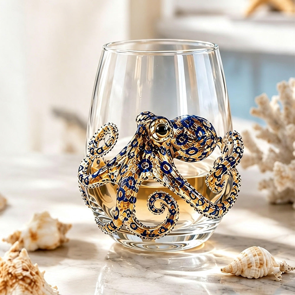 Handcrafted Marine Animal Glass Cup 350ml Unique Sea Creature Glass for Bar Home