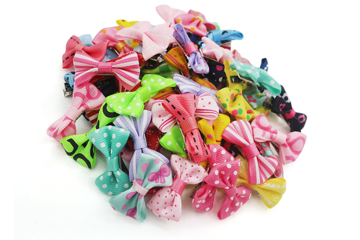 60PCS Pet Bowknot Hair Bow With Clips For Pet Grooming Decoration
