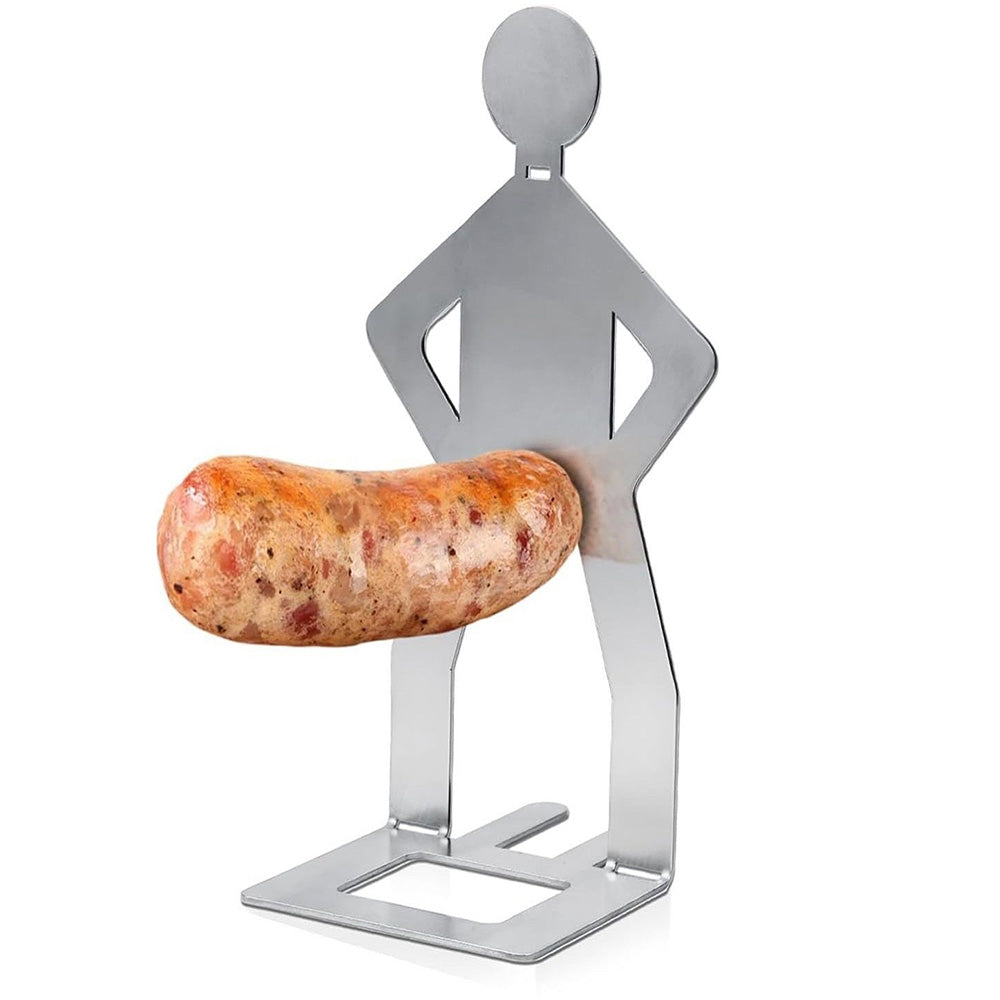 2Pcs Funny Man Shape Hot Dog Roaster Reusable Stainless Steel Sausage Holder for BBQ