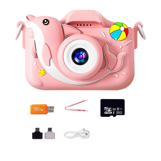 1080P HD Cute Animal Digital Camera Toy with 64G Memory Card-Dolphin