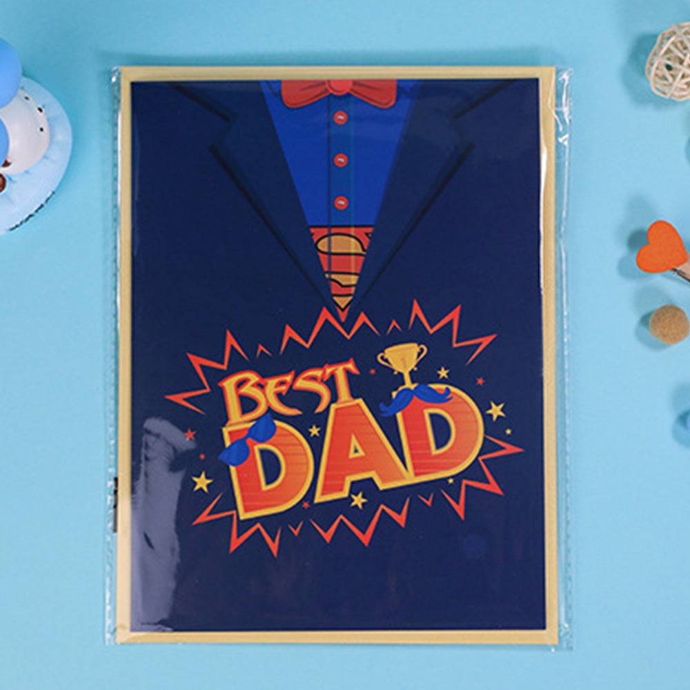 3D Fathers Day Pop Up Card with Insert for Best Dad Thank You Greeting Card