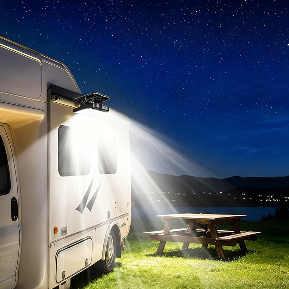 USB Solar Dual Charging Camping Clip Light with 60 LEDs 3 Dimming Modes Power Display