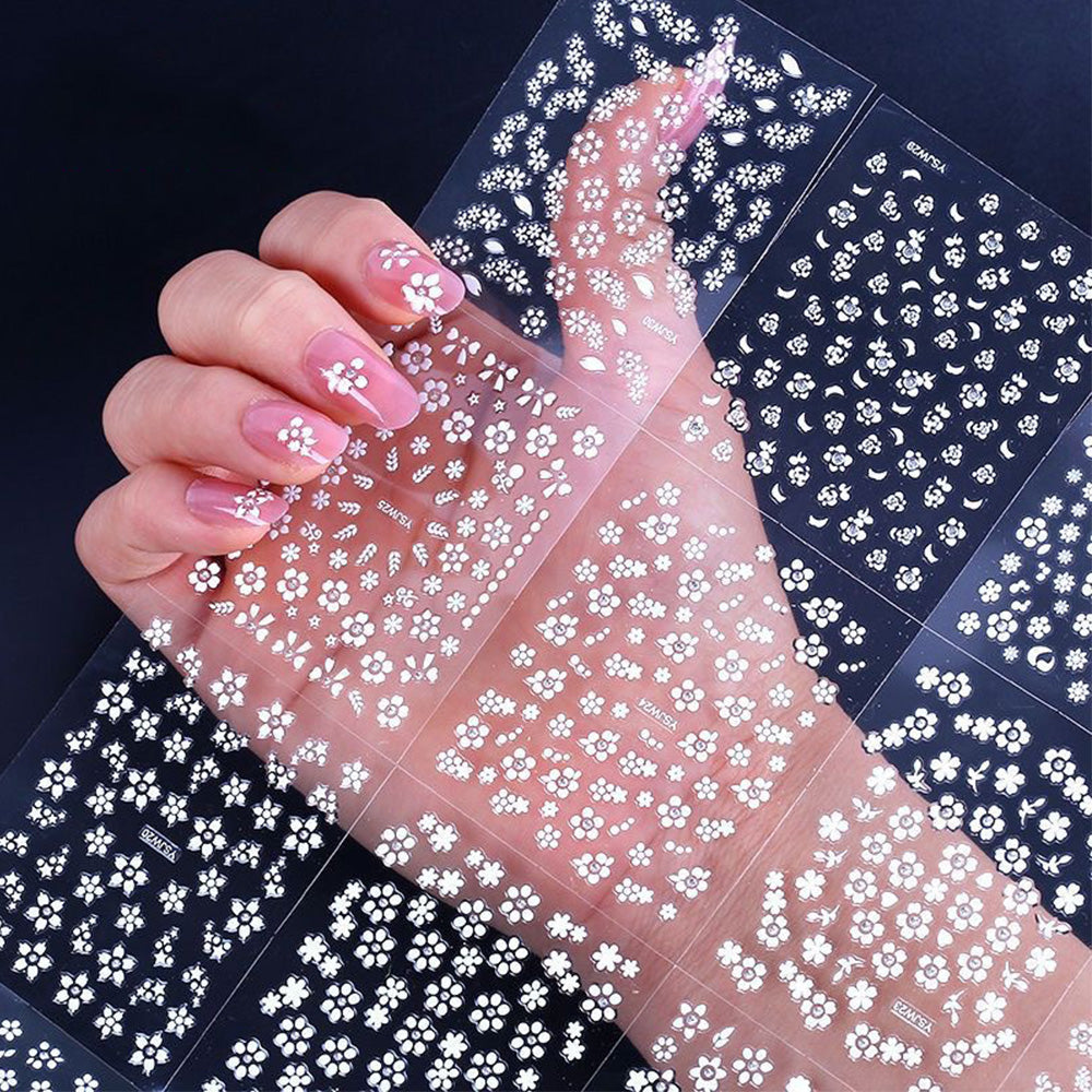 3D Floral Self Adhesive Nail Stickers for DIY Nail Art Decoration