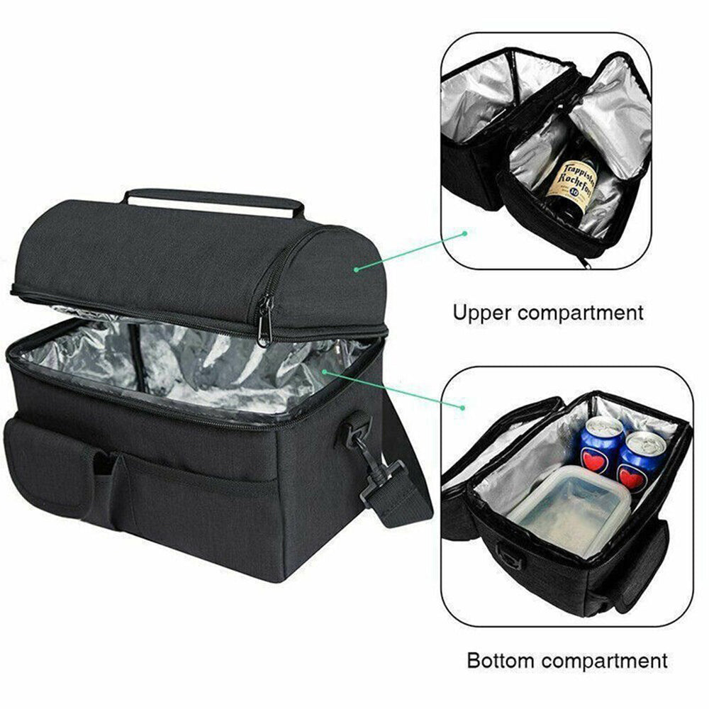Large Insulated Cooler Lunch Bag Double Layer