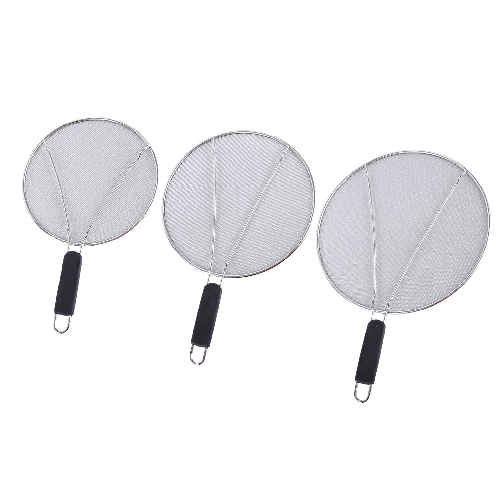 3PCS Stainless Steel Grease Splatter Guard for Frying Pan Ultra Fine Mesh Lids Splatter Screen for Cooking