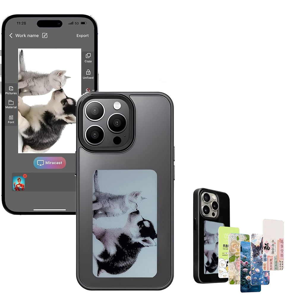 Ink Screen Display DIY Custom Picture iPhone Case-For iPhone 15 Pro Max