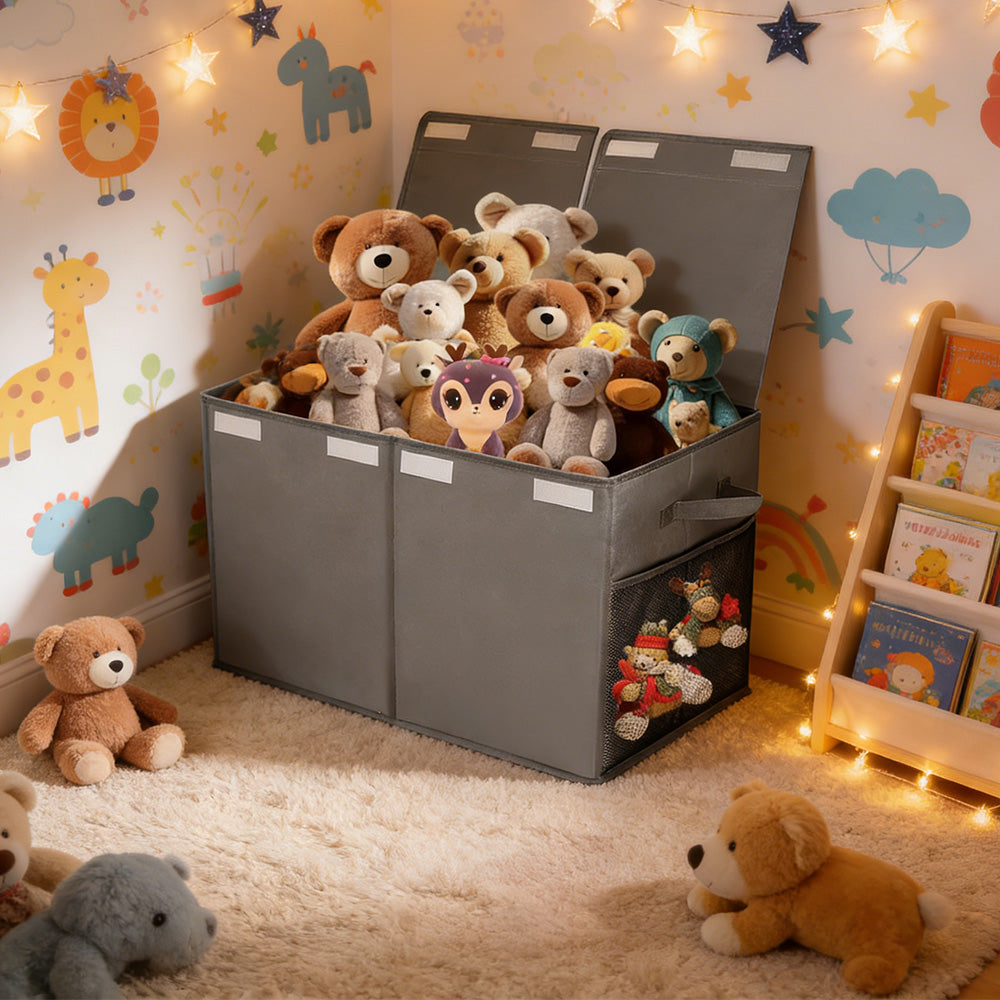Foldable Toy Storage Organizer Box with Lid and Dividers