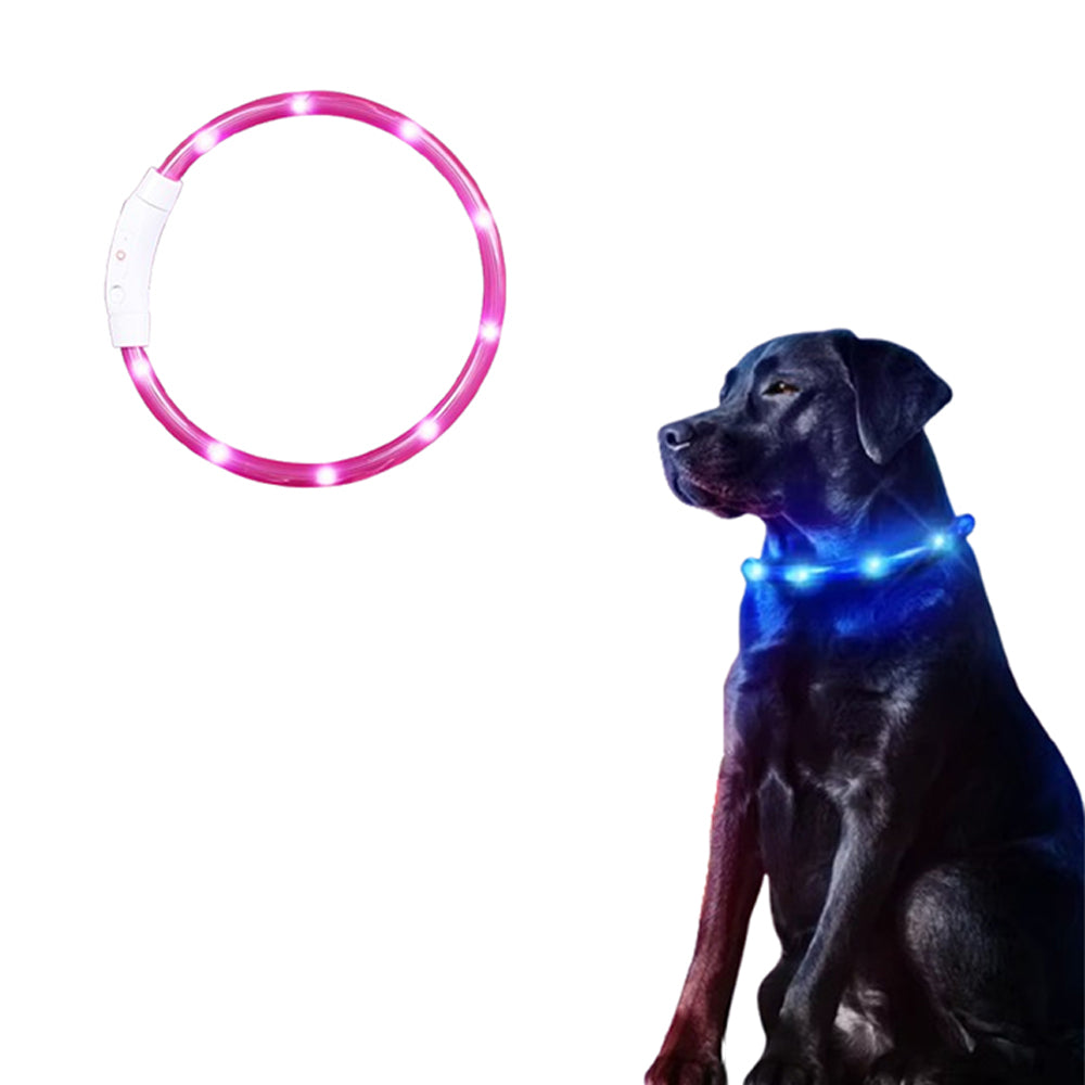 Led Dog Night Luminous Charge Collar-Pink