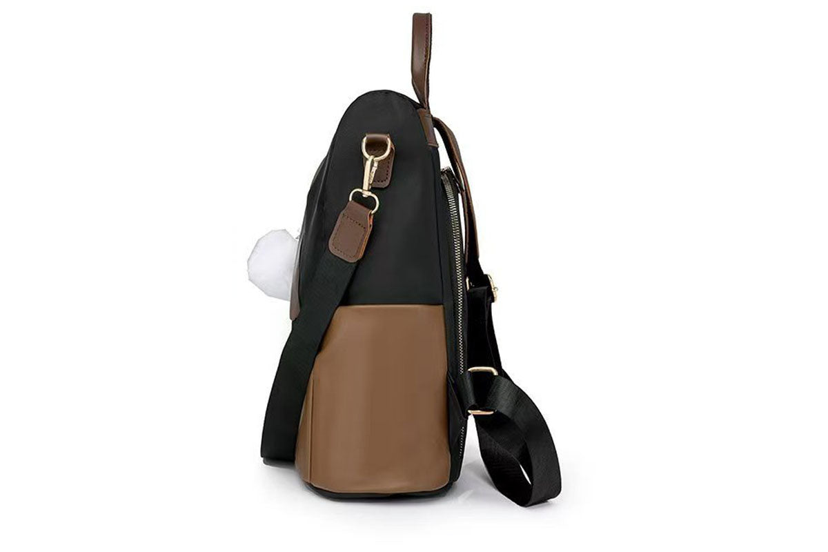 Anti-Theft Backpack with Furry Pom Pom Charm