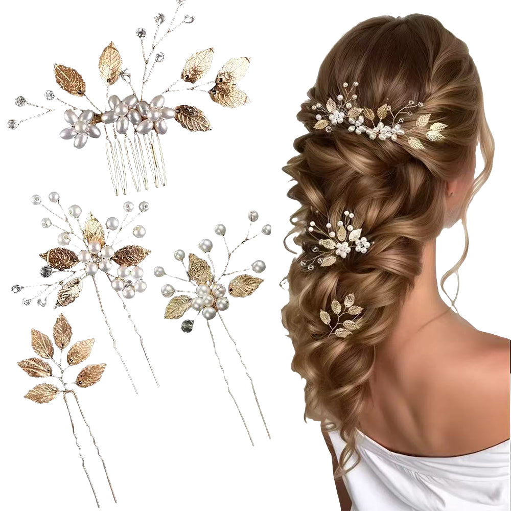 4Pcs Alloy Bride Hair Combs Handmade Headpiece Wedding Hair Accessories
