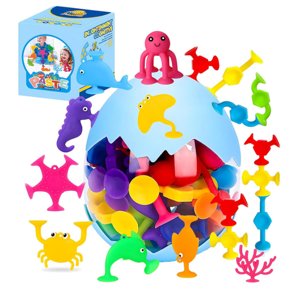 27Pcs Suction Toys Montessori Suction Cup Toy with Egg Shell Silicone Sucker