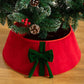 Christmas Tree Collar with Bow Holiday Tree Decor for Tree Stand and Wire Cover-Red