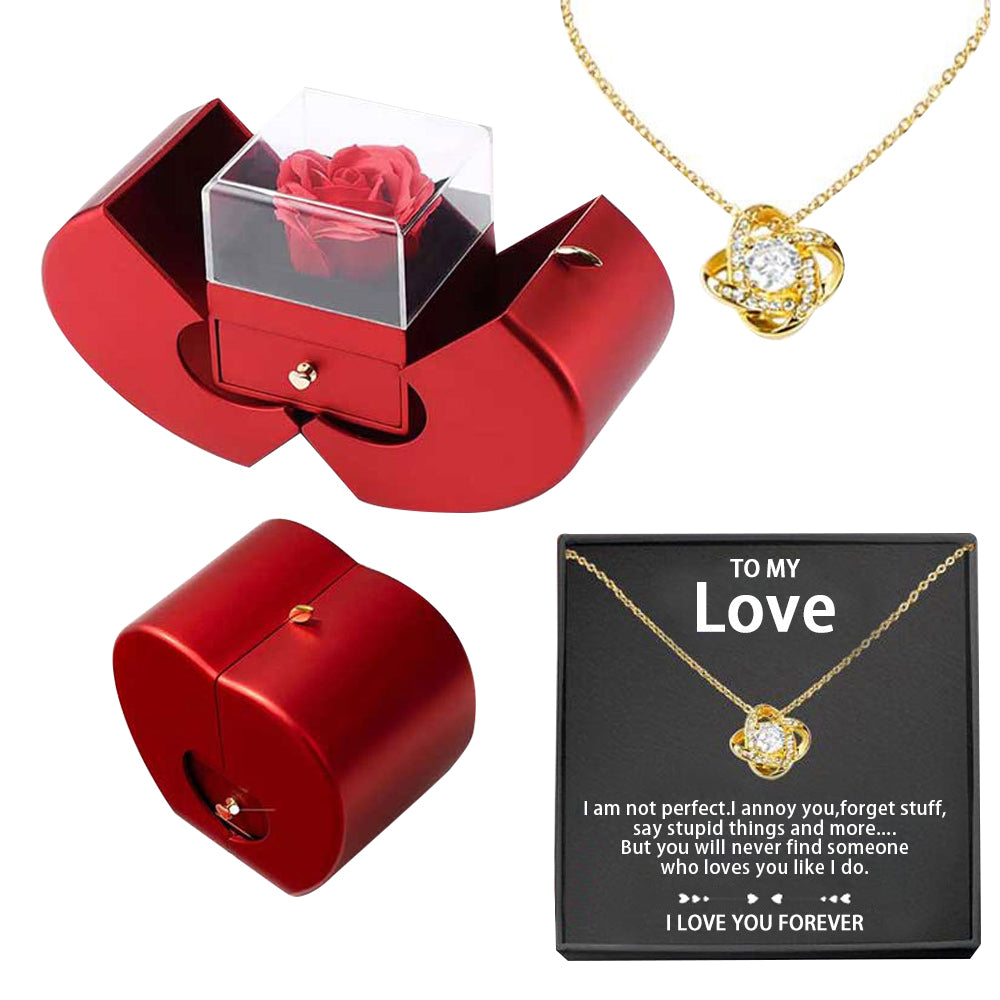 Eternal Love Necklace with Rose Gift Box and Best Wishes Card