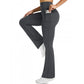 High Waist Flare Yoga Pants with Side Pockets for Workout Daily Wear-Grey