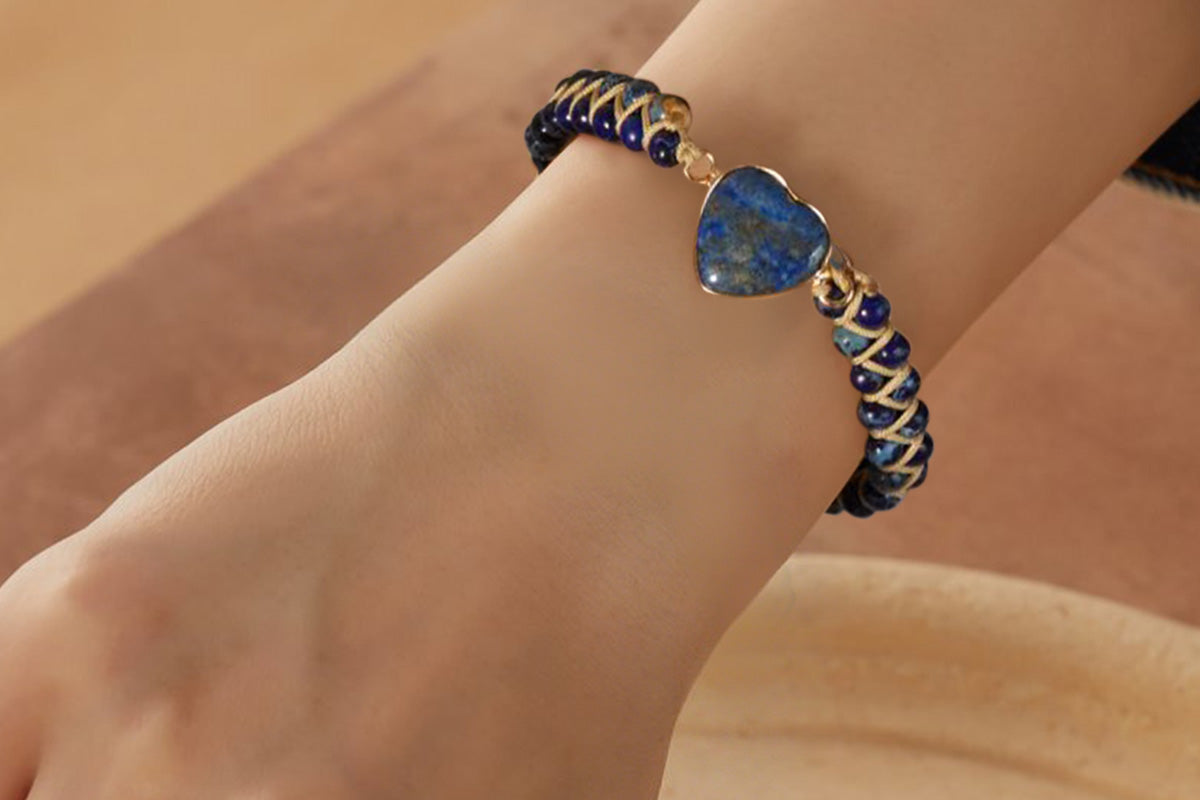 Handmade Natural Stone Beaded Bracelet Adjustable Woven Bangle for Women Jewelry