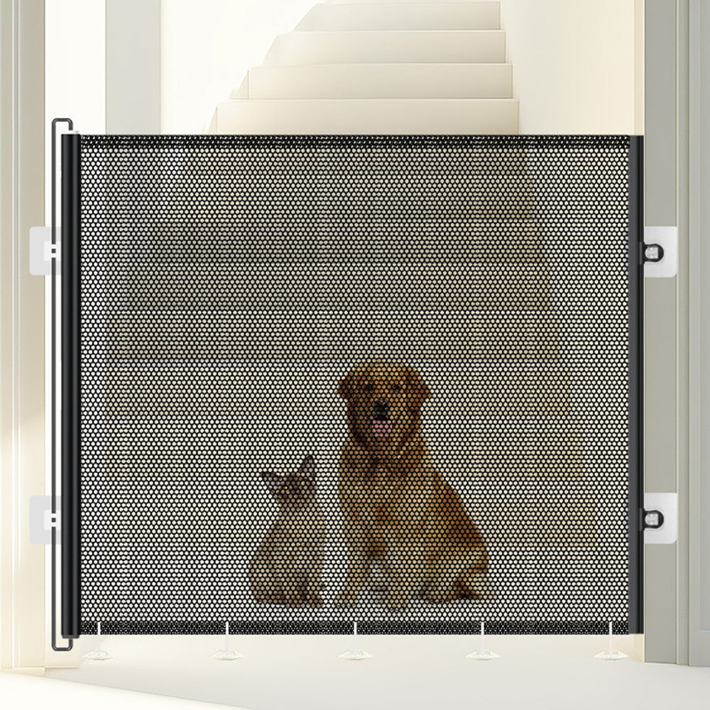 Retractable Mesh Pet Barrier Dog Gates Safety Fence For Stair Doorways Hallways