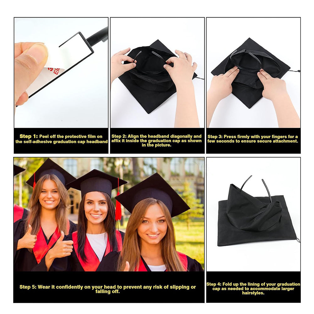 3Pcs Graduation Cap Secures Headband