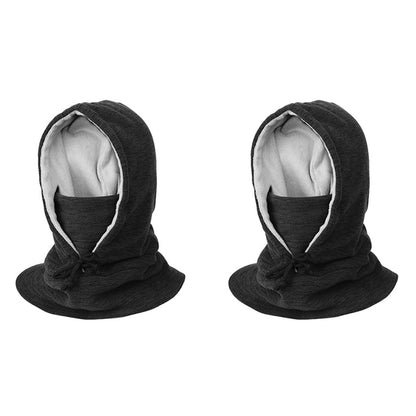 2Pcs Thick Fleece Windproof Hooded Neck Warmer Winter Balaclava for Men