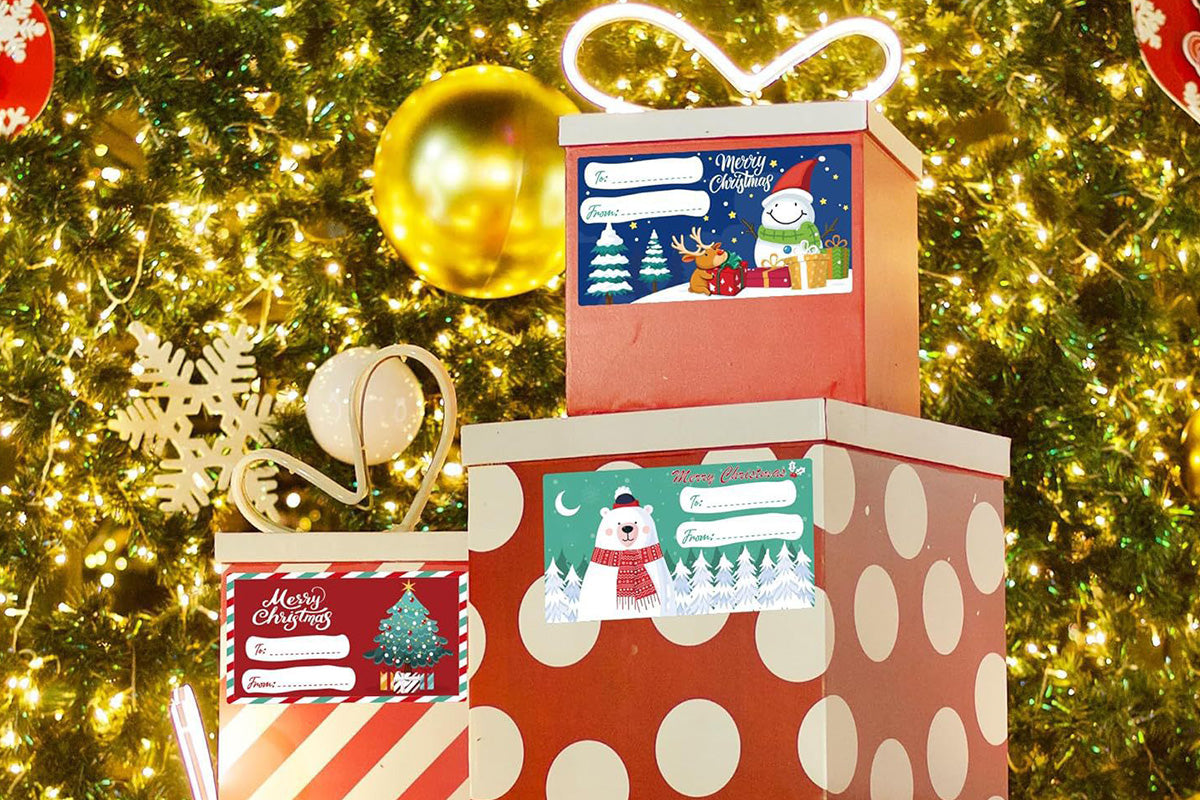240PCS Christmas Gift Tags Cartoon Christmas Decorations For Wrapping Paper