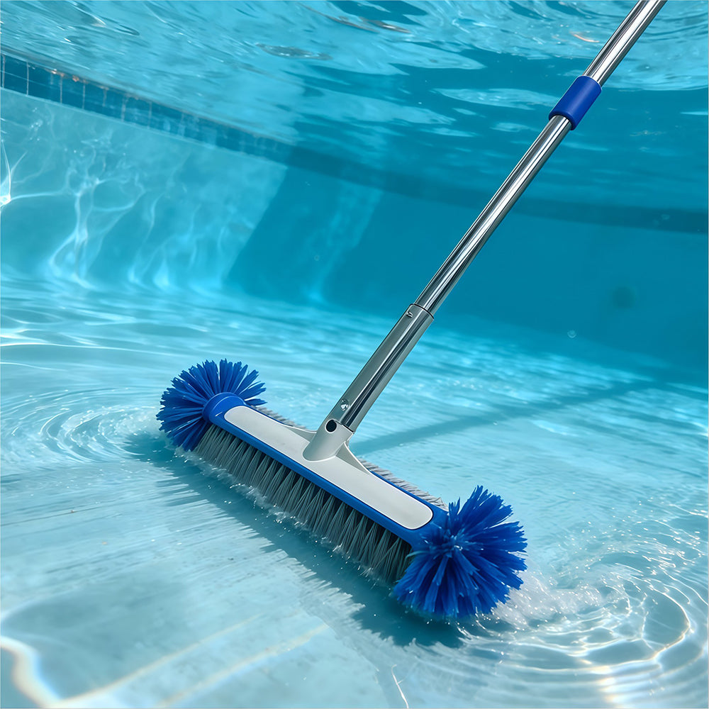 Swimming Pool Brush Head with Round Ends Heavy Duty Aluminum Back Head for Cleaning Walls Tiles Floors