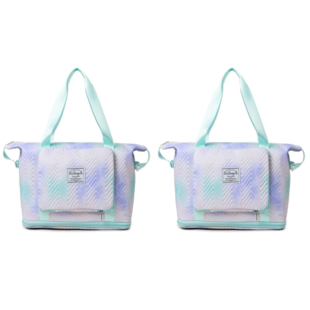 2Pcs Gradient Color Expandable Large-Capacity Travel Foldable Duffle Bag