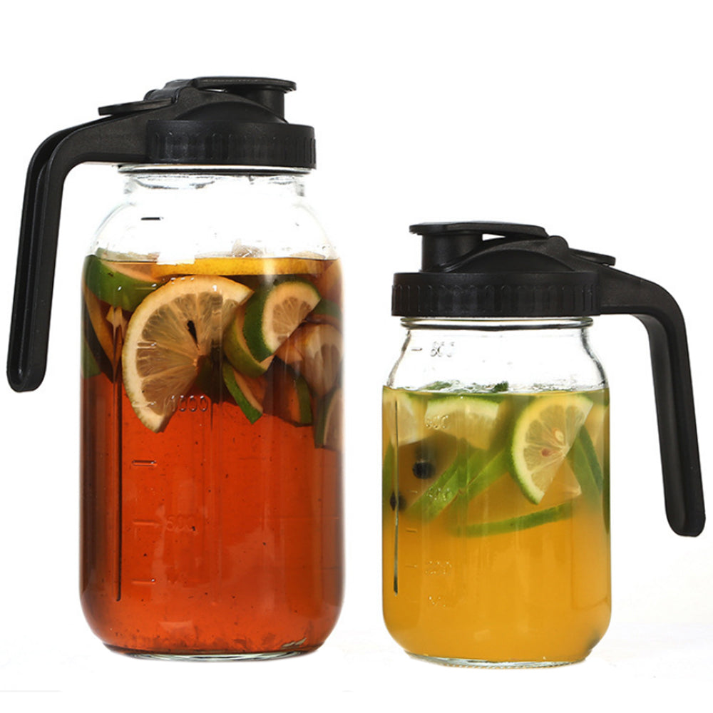 2Pcs 32/64Oz Glass Mason Jar Pitcher with Lid Wide Mouth Cold Brew Coffee Maker Jar
