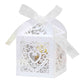 50 Pack Laser Cut Pearl Paper Candy Favor Boxes with Ribbons