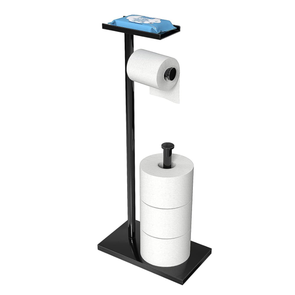 Free Standing Bathroom Toilet Paper Holder Stand with Phone Shelf