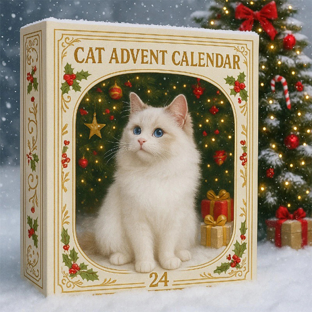 2D Cat Advent Calendar with 24 Acrylic Kitten Ornaments Christmas Countdown