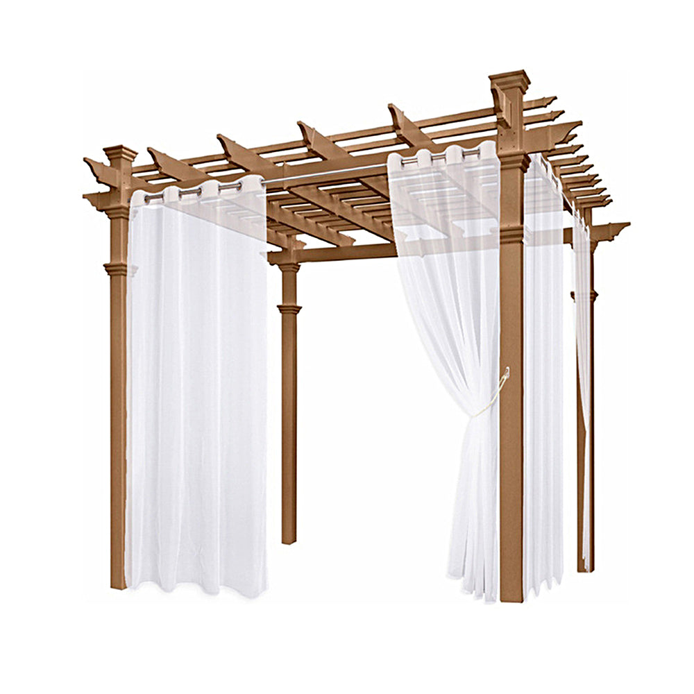 4Pcs White Outdoor Sheer Curtains for Patio Water-Resistant