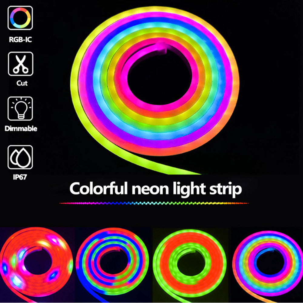 LED Neon Strip Light 4M Waterproof Flexible Rope RGB with Bluetooth Music Sync