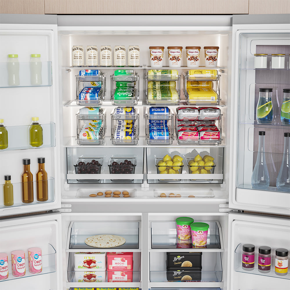 2Pcs Refrigerator Organizer Bin Adjustable Width Soda Can Storage Rack Container Drink Dispenser