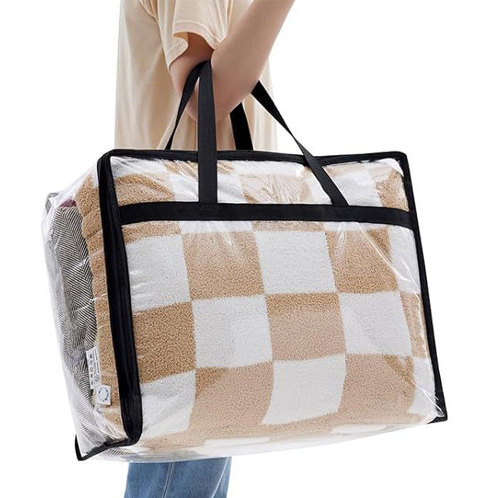 3PCS 60L Clear Plastic Storage Bags with Zipper for Clothing Blanket Comforter