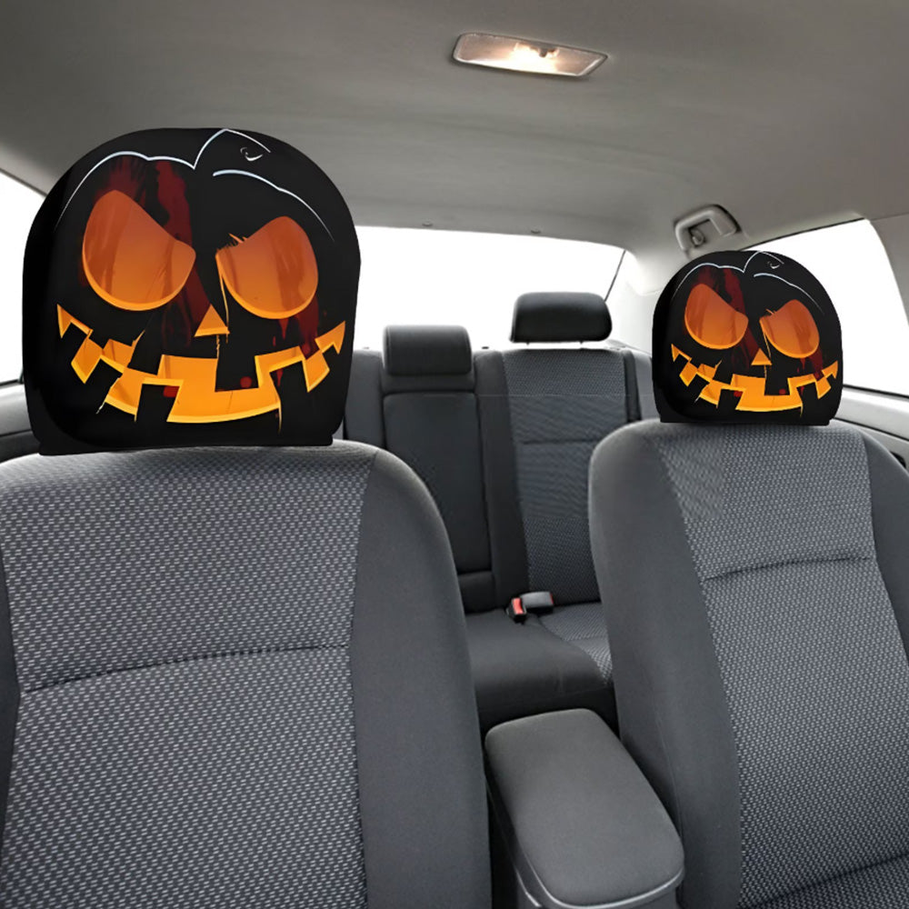 2 Pack Horror Face Car Headrest Covers for Halloween Parties and Pranks
