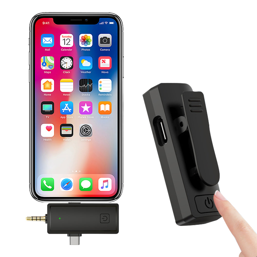 Pair of Wireless Lavalier Microphone Set for iPhone iPad Android