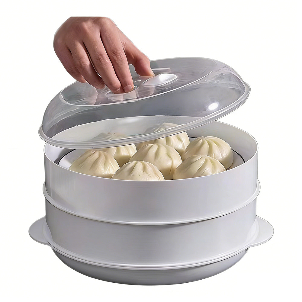 Microwave Double Layer Steamer Basket for Vegetables Dumplings