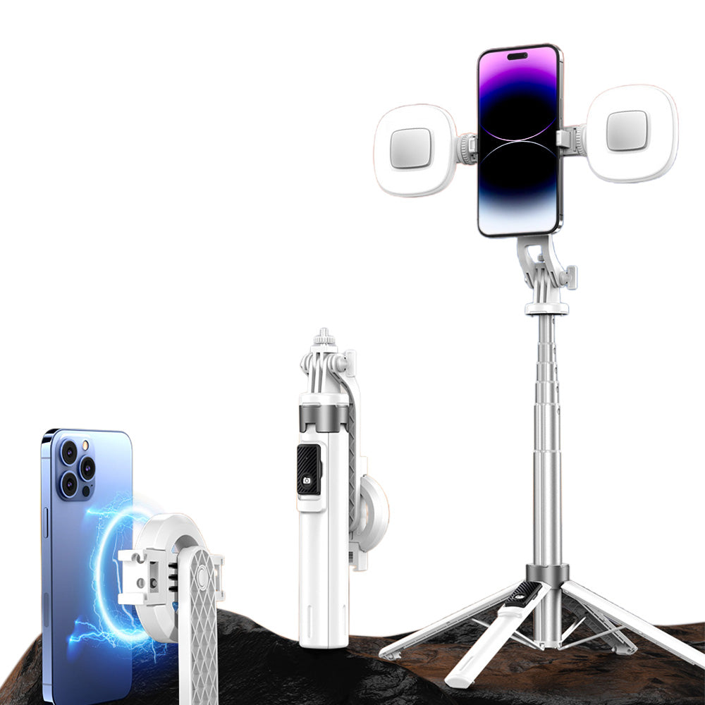Phone Tripod Potable Selfie Stick With Wireless Detachable Remote Control And Fill Light