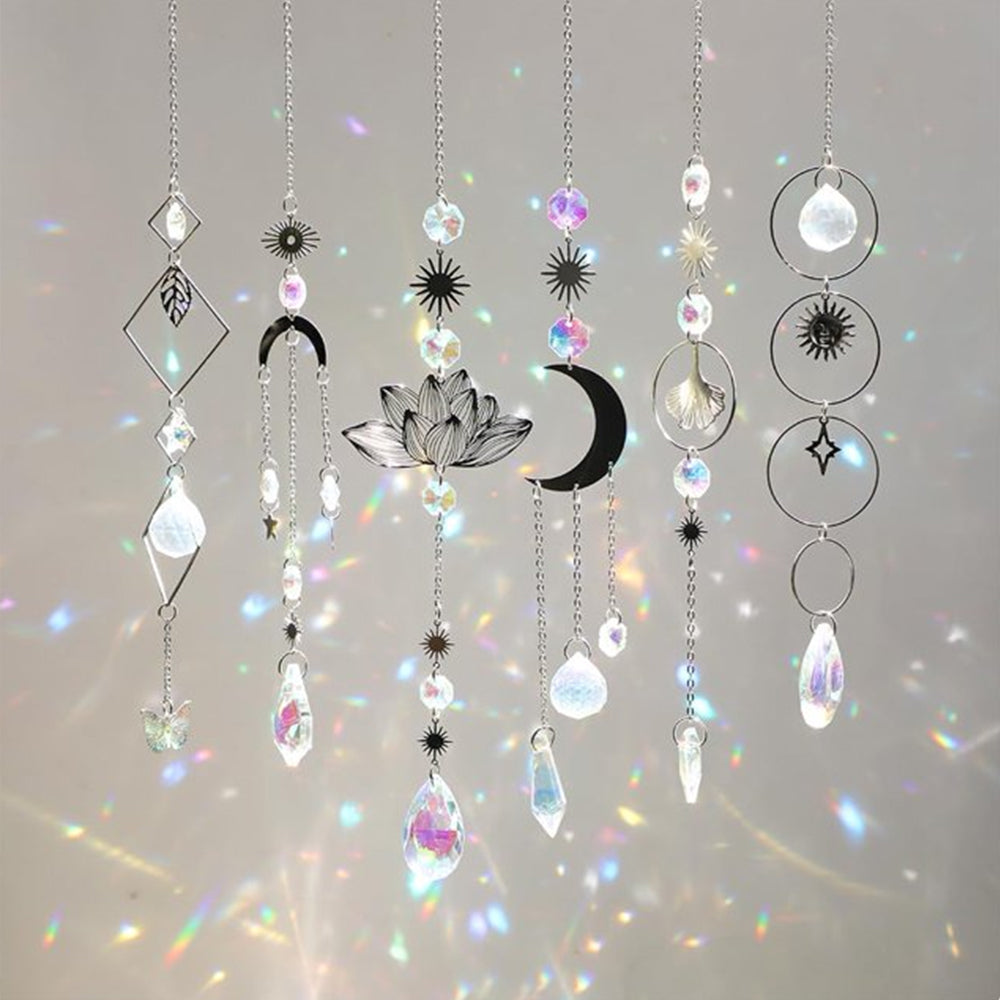 6Pcs Glass Sun Catcher Prism Hanging Kit with Chain